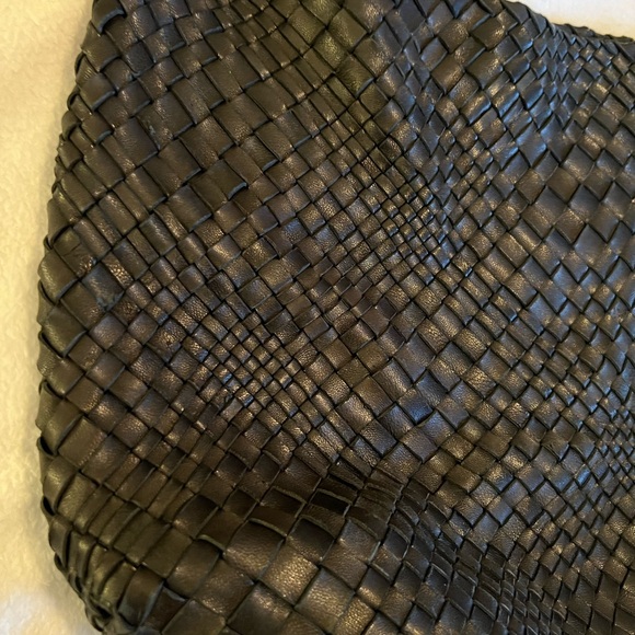 Falor falorni $995 black leather woven hobo shoulder bag Italy - Picture 3 of 13